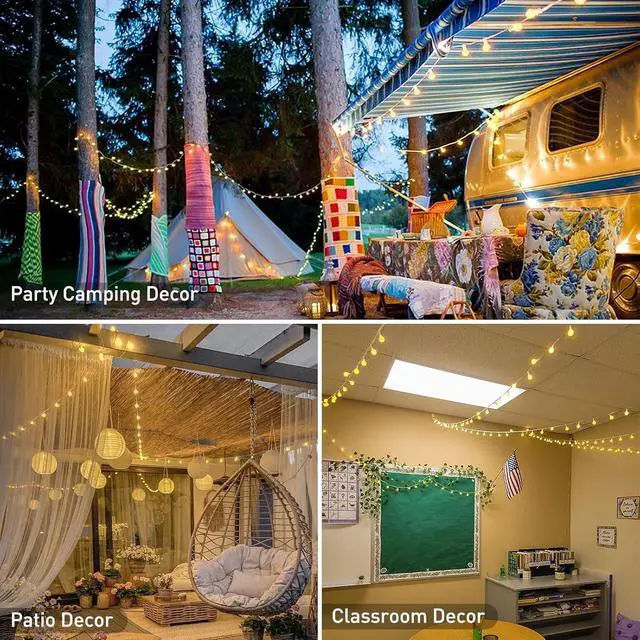 Alt view image 3 of 7 - 147ft Globe String Lights Indoor Outdoor Waterproof, 300 LED Chrias fairy Lights Plug in with Remote, Hanging Light for Classroom Bedroom Tent Caing Patio Wedding Party Garden Decor, Warm White