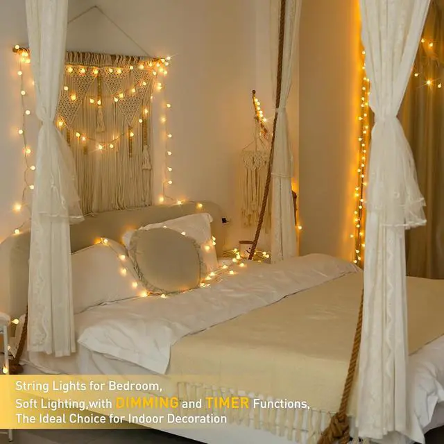 Alt view image 4 of 7 - 147ft Globe String Lights Indoor Outdoor Waterproof, 300 LED Chrias fairy Lights Plug in with Remote, Hanging Light for Classroom Bedroom Tent Caing Patio Wedding Party Garden Decor, Warm White