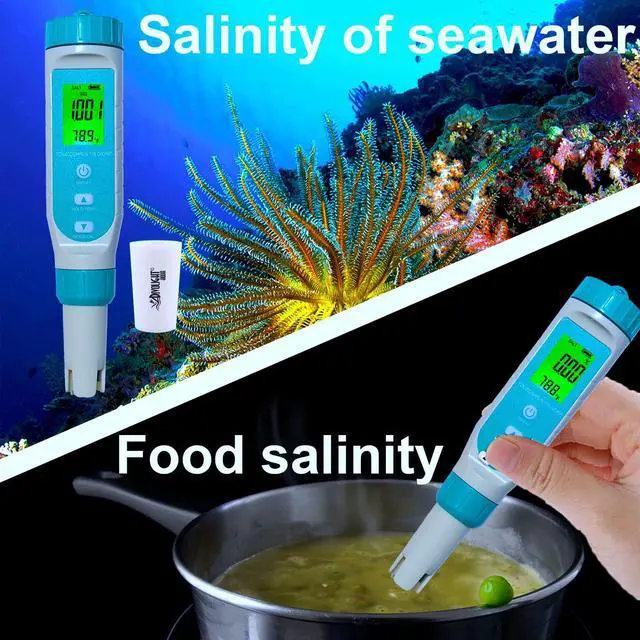 Alt view image 5 of 7 - 7 in 1 Water Quality Tester Pen Meter for Pools, Drinking Aquariums hydroponic Cooking Measure by parameters: PH/TDS/EC/ORP/S.G/Water Salinity/Temp -