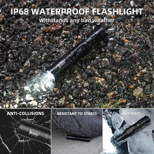 Alt view image 6 of 7 - WUBEN L50 Flashlight 1200 High Lumens Tactical Flashlight Pocket Rechargeable Flashlight IP68 with 5 Mode Flash Light, LED Tail Switch Flashlight for Emergencie Camping Home Inspection Repair