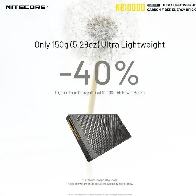 Alt view image 4 of 7 - NB10000 Gen II (Gen 2) Ultra-Slim Power Bank 10000mAh QC Quick-Charge USB and USB-C Dual Outputs with Cables for Phones Flashlights and Headlamps (Black) Dual Cable Bundle