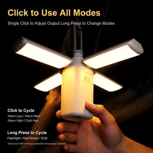 Alt view image 4 of 7 - CL2 Rechargeable Camping Lantern, 750LM 7 Light Modes Waterproof Foldable Tent with Power Supply for Emergency, Camping, Beach, Travel, Outages White 10000mAh  10,000mAh