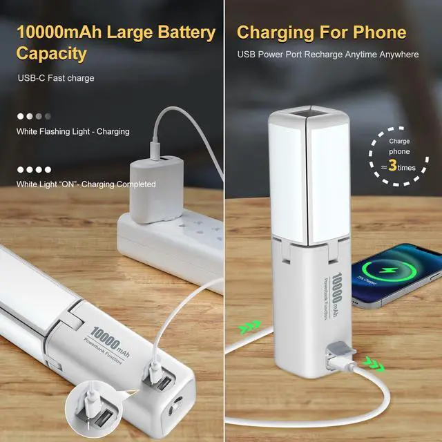 Alt view image 5 of 7 - CL2 Rechargeable Camping Lantern, 750LM 7 Light Modes Waterproof Foldable Tent with Power Supply for Emergency, Camping, Beach, Travel, Outages White 10000mAh  10,000mAh