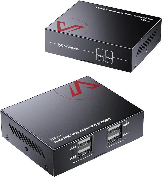 Main image of AV Access USB Extender Over Cat5e/6 196ft/60M, 4 USB 2.0 Ports, Plug and Play, No Driver, Supports All Operating System, Two Webcams Work Synchronously, Keyboard and Mouse Over Ethernet