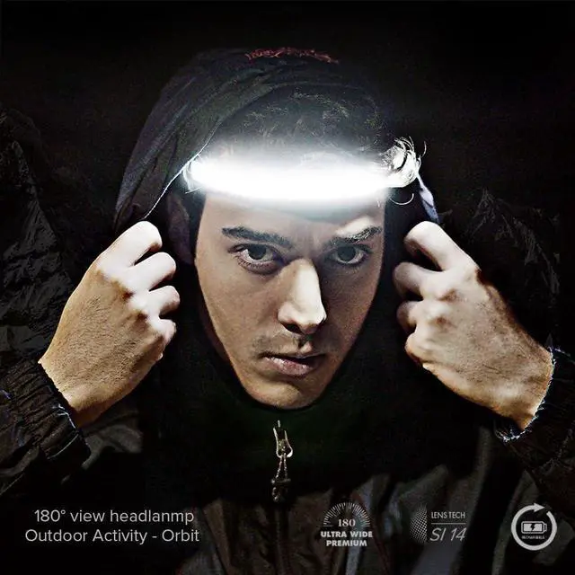 Alt view image 2 of 7 - Orbit 2025 Edition Headlamp  210° Wide Beam + 60° Focus Light, 1020 Lumens, USB-C Rechargeable, IP56 Waterproof, Lightweight LED for Camping, Work, Running, Outdoors  Black -