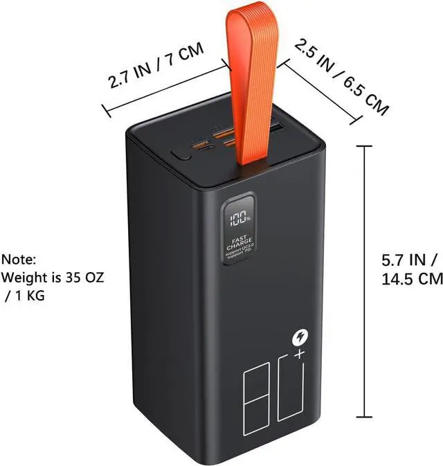 Alt view image 7 of 7 - 80000mAh Power Bank Fast Charging 30W PD & QC 3.0 High Capacity Portable Charger 5 Output 2 Input USB-C Large Battery Pack with LED Display for Phone Tablet Outdoor Camping Travel Office