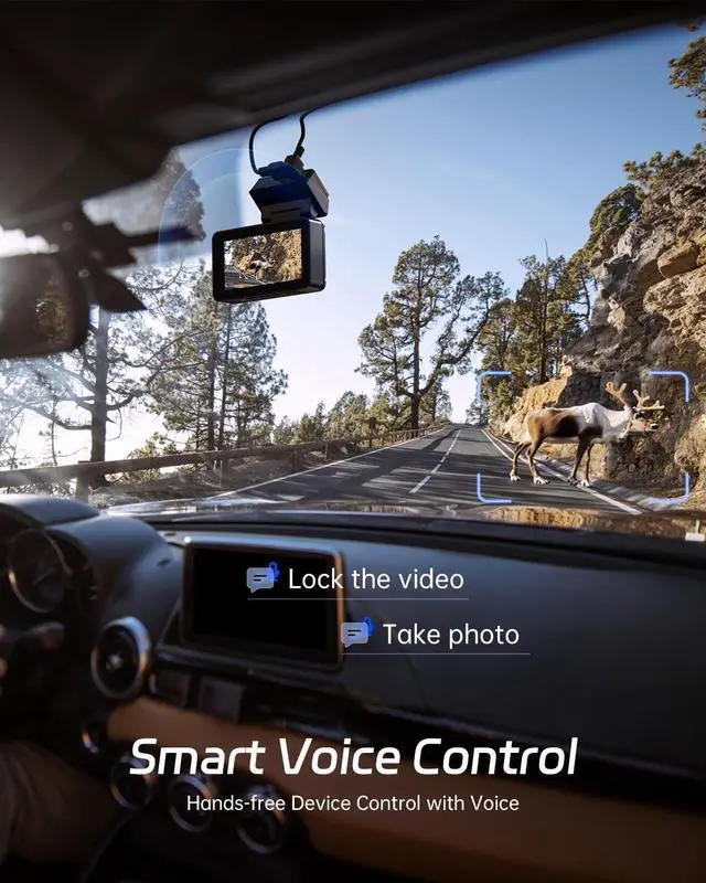 Alt view image 6 of 7 - Pelsee P3 4K Dash Cam Front and Rear, 64GB SD Card, 4K+1080P Dual Dash Camera for Cars with Wi-Fi, GPS, ADAS, BSD, LCA, 3 IPS Display Car Camera, APP & Voice Control, Night Vision, 24H Parking Mode