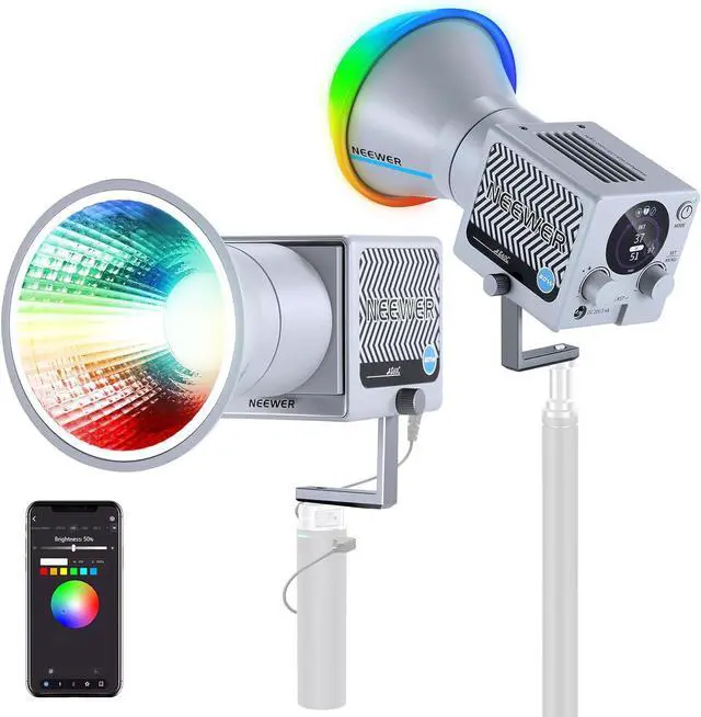 Main image of 60W Portable RGB LED Video Light Handheld Fill Light, APP/2.4G/Panel Control 18 Scenes 8700Lux/1m 2700-6500K CRI97+ Dimmable COB Continuous Output Lighting for Video Recording Streaming, HS60C