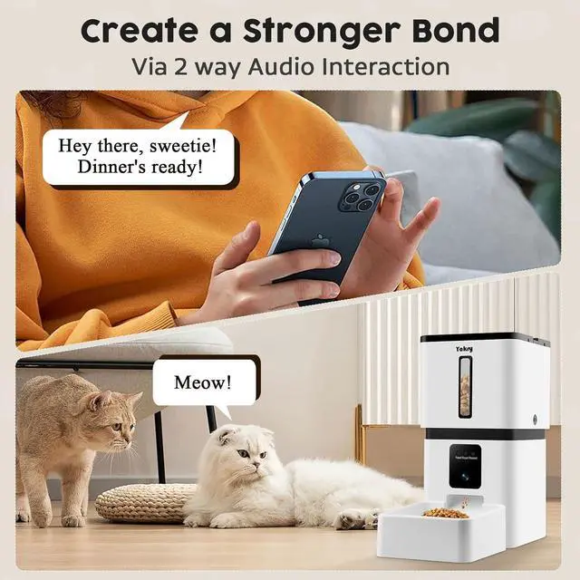 Alt view image 5 of 7 - Automatic Dog Feeder with Camera WiFi: 33 Cups 5G App Control Easy Setup Cat Food Dispenser - HD 1080P Video Recording Timed Pet for Small-Pet