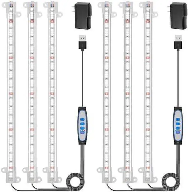 Alt view image 7 of 7 - Grow Light, 360 LEDs Full Spectrum Plant Light for Indoor Plants, 6 Bars/16 in Grow Light Strip with Auto Timer 6/12/16 Hrs, 3 Switch Modes, 5 Dimmable Levels for Green House Hydroponics