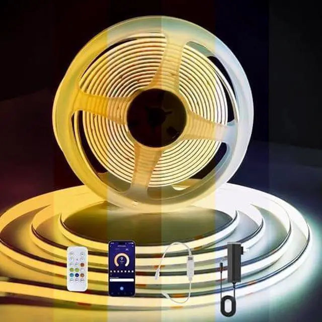 Main image of LED Strip Light 32.8ft, Tunable White Warm White to Cool White LED Strip, 608LEDs/M DC24V Tape Light, CRI90+, Bluetooth App Control, Dimmable Strips for Bedroom, Office, DIY Lighting.