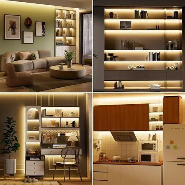 Alt view image 6 of 7 - COB LED Strip Lights 65.6ft/20m,UL-Listed CRI 90+ Dimmable 3000K Warm White Super Bright,with APP Control/RF Remote,Work with Alexa/Google,for Home/Cabinet/Bedroom/Kitchen DIY Lighting Projects