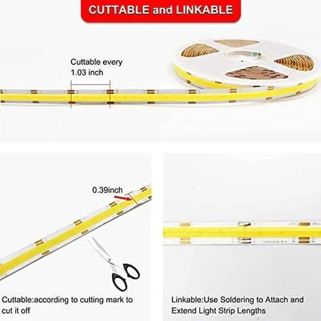 Alt view image 6 of 6 - LED Strip Light 32.8ft, Tunable White Warm White to Cool White LED Strip, 608LEDs/M DC24V Tape Light, CRI90+, Bluetooth App Control, Dimmable Strips for Bedroom, Office, DIY Lighting.