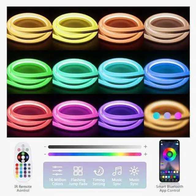 Alt view image 2 of 7 - Led Strip Lights 50ft / 15m Daylight White 6000K Waterproof IP65 Flexible LED Light Strip AC 110-120V Led Lights for Bedroom, Indoor & Outdoor, Power Adapter Included