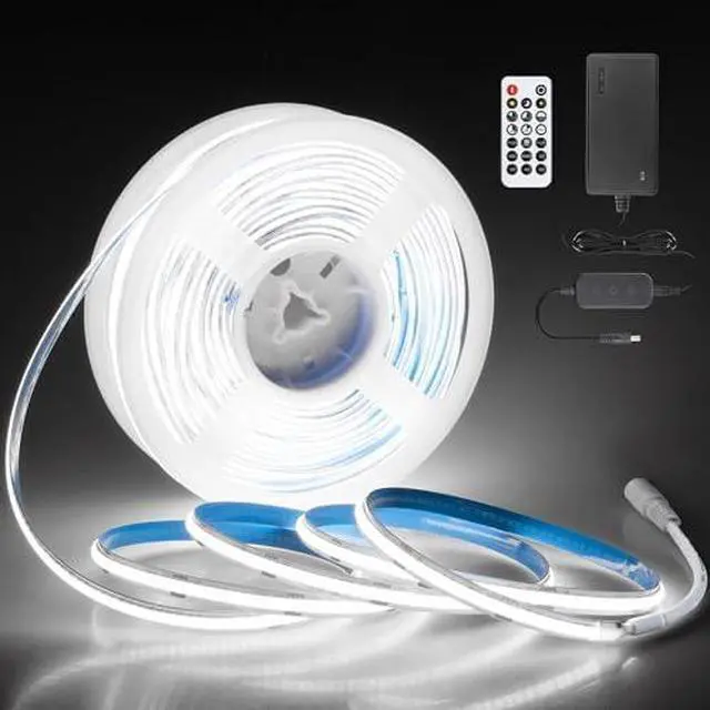 Main image of 24V COB Led Strip Lights 131.2FT White LED COB Light Strips for Bedroom Super Bright 6500K Dimmable Flexible CO B Light 480LED/M Hight Density LED Tape Light for Cabinet Party Decor(40M/2roll)