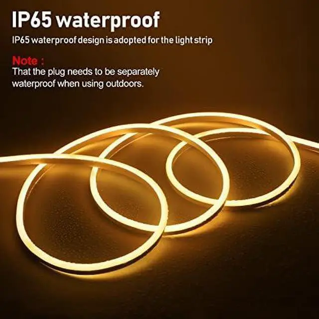 Alt view image 5 of 7 - LED Neon Rope Lights Warmwhite 100FT 30M Flexible AC 110V 120V LED Strip Lights Outdoor Waterproof Plug-Play Strip Lighting Dot Free Connectable Home Commercial Decor Neon Sign ETL FCC