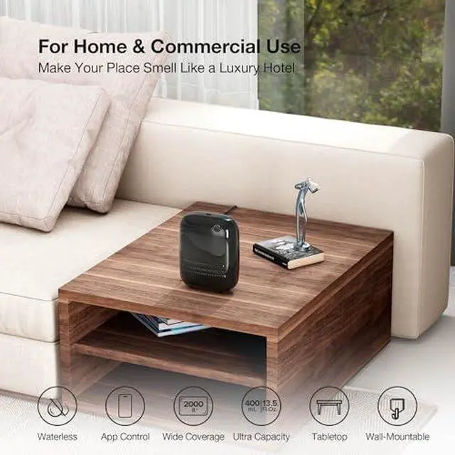 Alt view image 2 of 5 - Waterless Essential Oil Diffuser for Home and Commercial Use, Up to 2000 sq.ft. 400 mL Capacity, Aromatherapy Scent Diffuser for Large Rooms, Smart Scent Air Machine, ANW-White