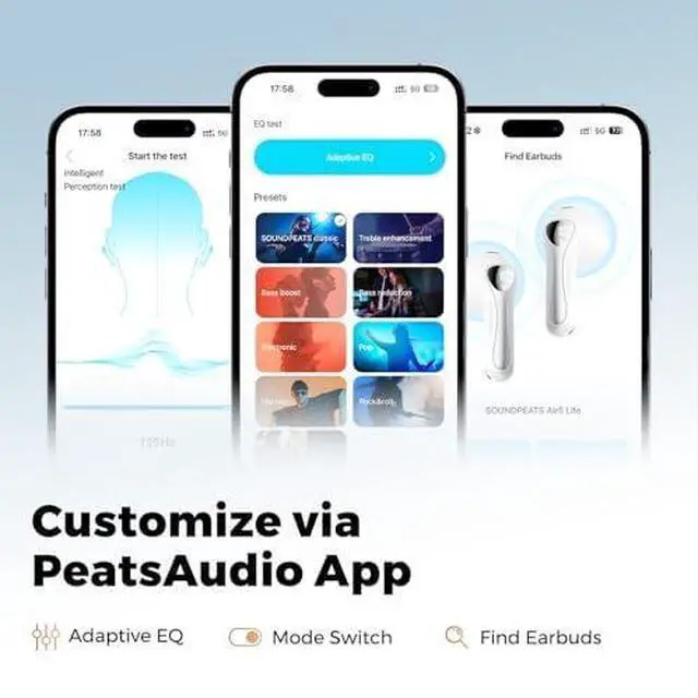 Alt view image 5 of 6 - Air5 Lite Wireless Earbuds with Hi Res Audio, Bluetooth 5.4 Semi in Ear Earphones, 13mm Drivers, LDAC Codec, ENC Noise Cancelling Headphones for Calls, Stereo Sound, 30 Hrs Fast Charge