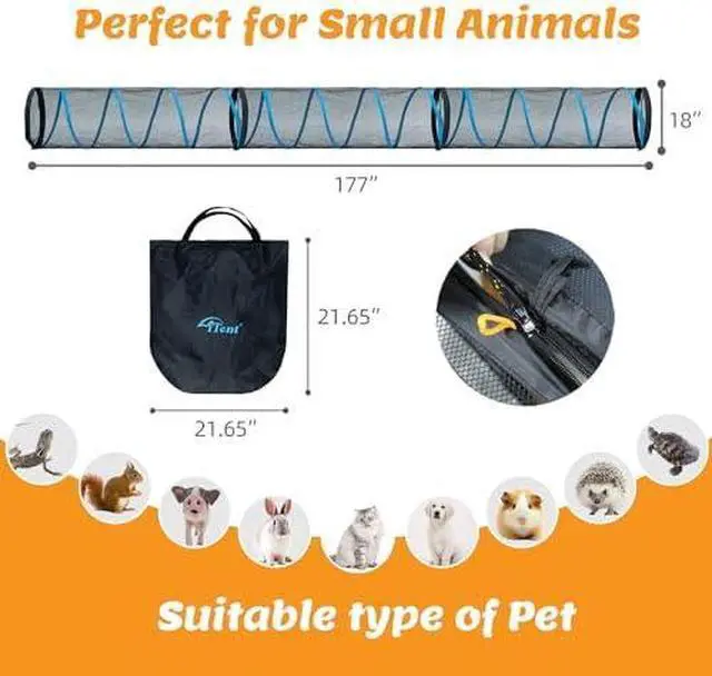 Alt view image 6 of 7 - Cat Play Tunnel-2 Packs for Indoor and Outdoor, Cat Play House, Cat Enclosures Easy to Connect with Two Zipper Doors,Product Size 67'' x 18'',2pcs /Set,Orange and Blue