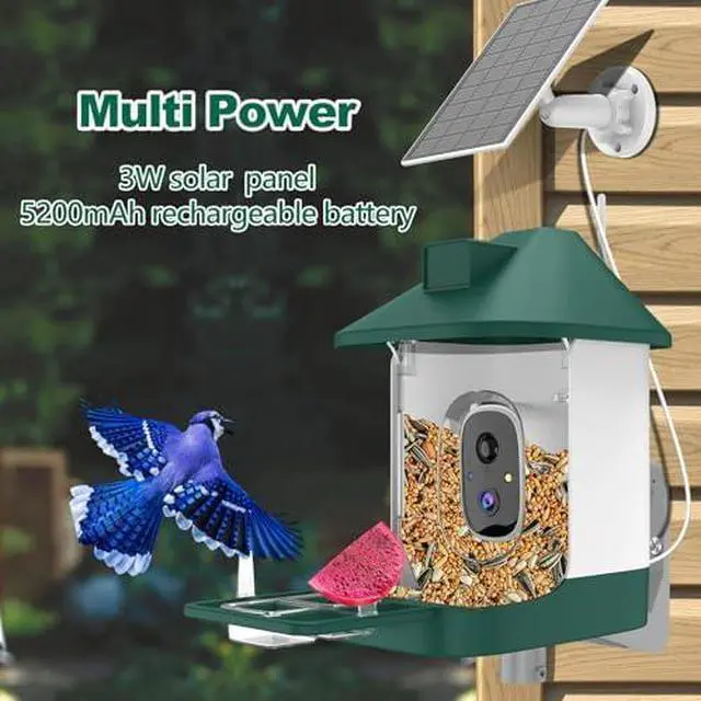 Alt view image 3 of 6 - Bird Feeder with Camera,Smart Birdwatching Camera with Solar Powered,AI Identify Species,Instant Notifications,FHD Live View,Auto Record Video in Backyard,Ideal Gifts for Family and Bird Lovers