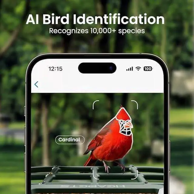 Alt view image 2 of 6 - Smart Bird Feeder with Camera Solar Powered 1080P HD Video, 10,000+ Species AI Recognition, Real-Time App Alerts, and Weatherproof Design for Effortless Birdwatching, Gift for Bird Lovers, Brown