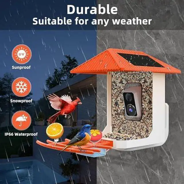 Alt view image 2 of 6 - Smart Bird Feeder with Camera, 2.4G/5G WiFi, 2.5K Video Birds Feeder with Solar Panel, AI Identify, Live View, Capture Bird Video, Instant Arrival Alerts, Ideal Gift for Father's Day