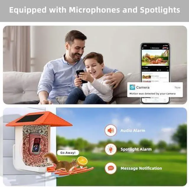 Alt view image 5 of 6 - Smart Bird Feeder with Camera, 2.4G/5G WiFi, 2.5K Video Birds Feeder with Solar Panel, AI Identify, Live View, Capture Bird Video, Instant Arrival Alerts, Ideal Gift for Father's Day