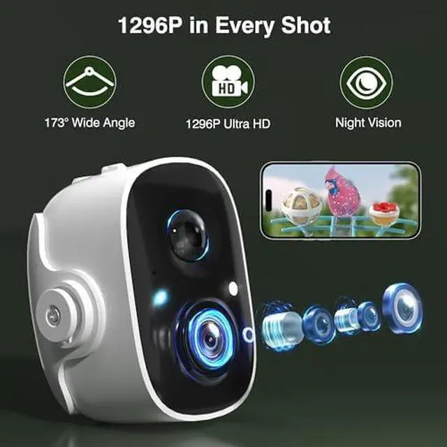 Alt view image 4 of 6 - Bird Feeder with Camera Solar-Ai Species Identification,1296P HD Outdoor Squirrel Proof Smart Bird Feeders Camera Live View, Focus Auto Record Videos
