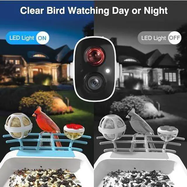 Alt view image 3 of 6 - Bird Feeder with Camera Solar-Ai Species Identification,1296P HD Outdoor Squirrel Proof Smart Bird Feeders Camera Live View, Focus Auto Record Videos