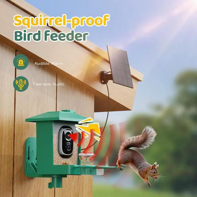 Alt view image 7 of 7 - Bird Feeder with Camera Outdoor Solar: Smart Birdfeeder with AI Recognition - 2K HD Live Stream Video Camera for Outside Wild Birds Garden Decor - Bird Lover Gifts