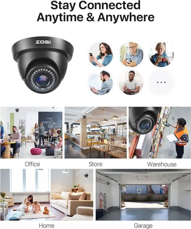 Alt view image 4 of 7 - ZOSI 4 Pack 1080P 1920TVL HD-TVI Dome Security Cameras,Night Vision,2MP Indoor Outdoor Home Surveillance CCTV Camera for 1080P/5MP/4K TVI Analog DVR
