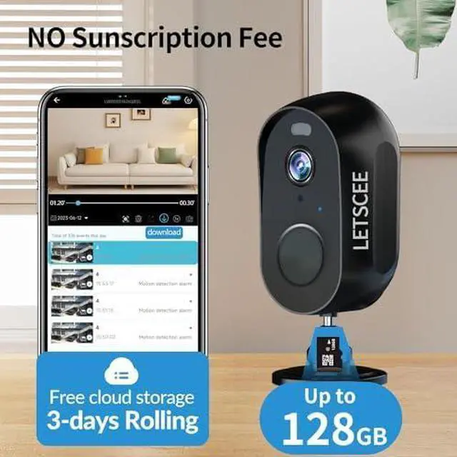 Alt view image 3 of 4 - Wireless Battery Cameras Outdoor.Indoor Outdoor Home Security Cameras, with Night Version,Motion Detection,2-Way Audio,Waterproof,Cloud Storage,No Subscription(4 Pack)