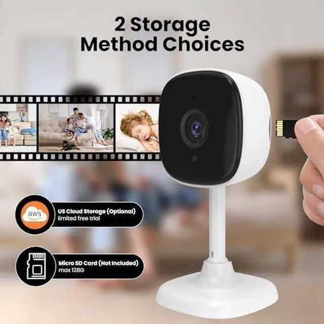Alt view image 6 of 6 - 4 Pack Indoor Security Cameras Wriless, Home Security Cameras for House/Baby/Elder/Dog/Cat with 24/7 Recording/2-Way Talk/Night Vision/AI Detection/Cloud& SD Card Storage, Alexa&Google Home Support
