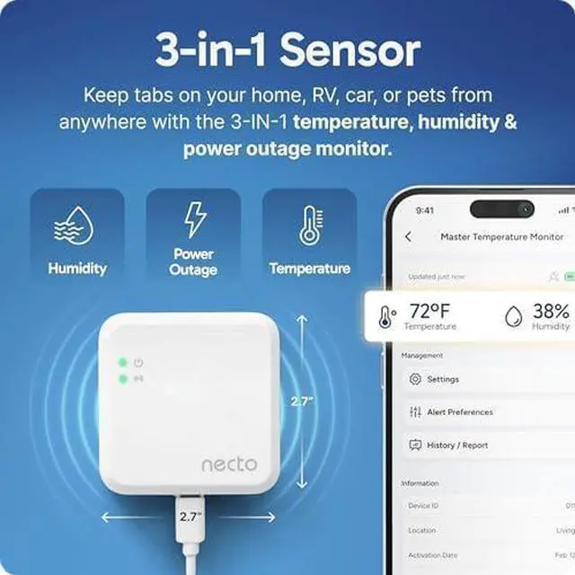 Alt view image 2 of 6 - Cellular Temperature Monitor- RV Pet Safety Temp Monitoring System. Remote Power Outage & Humidity Sensor with App Alerts for Car, Camper, Home & Server Room. (2 Year Subscription Included)