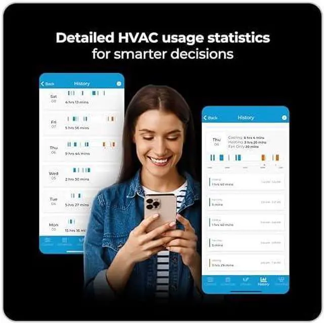 Alt view image 4 of 4 - Smart Thermostat Eco | Energy Star Certified Thermostat | Supports Conventional Systems up to (2H/2C) & Heat Pumps (4H/2C) | Free C-Wire Adapter in Box | NOT for Mini Split Systems | (White)