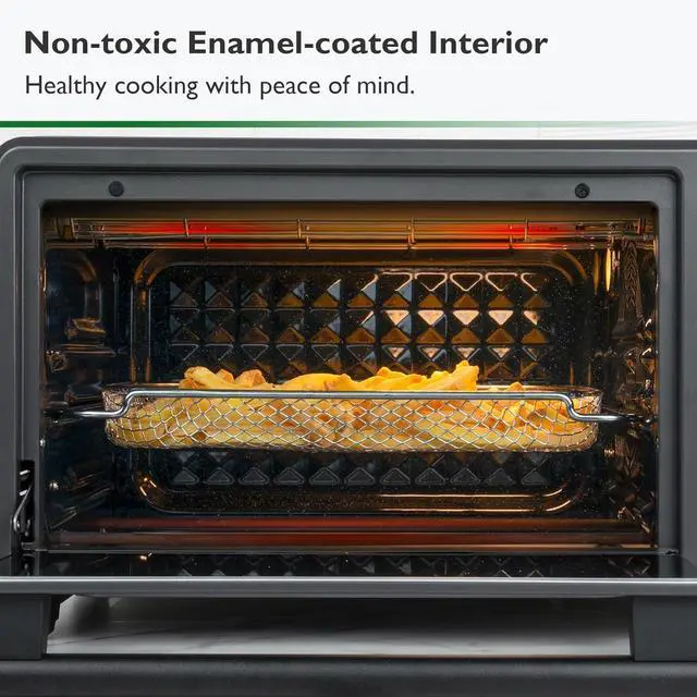 Alt view image 4 of 7 - Infrared Heating Air Fryer Toaster Oven Combo, with Non-toxic Enamel-coated Interior, Extra Large Countertop Convection Oven 10-in-1 Combo, 6-Slice Toast, Enamel Baking Pan Easy Clean