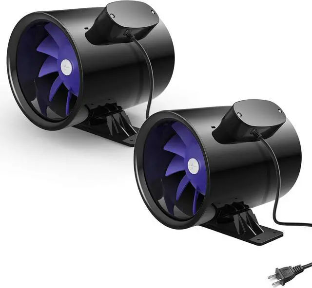 Main image of Silent Inline Duct Ventilation Booster Fan 6 Inch 300 CFM Quiet Vent Exhaust Blower for Hydroponics Grow Tent Greenhouse Kitchen Bathroom, 2 Pack, Black  6'' 2-Pack