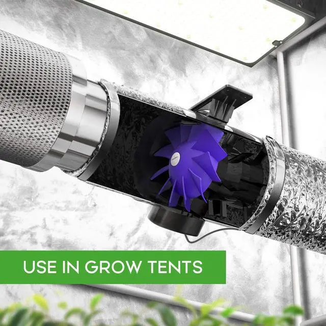 Alt view image 5 of 7 - Silent Inline Duct Ventilation Booster Fan 6 Inch 300 CFM Quiet Vent Exhaust Blower for Hydroponics Grow Tent Greenhouse Kitchen Bathroom, 2 Pack, Black  6'' 2-Pack