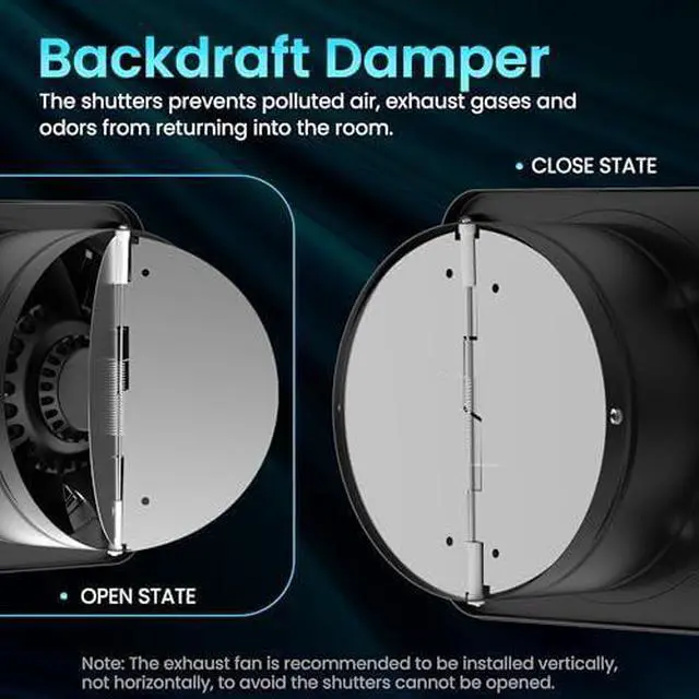 Alt view image 3 of 13 - 6 Inch Exhaust Fan with Speed Controller, 308CFM Wall Exhaust Fanfor Kitchen, Bathroom, Metal Extractor Fan for Pet Room, Smoking Room, Attic, Garage, Window Ventilation