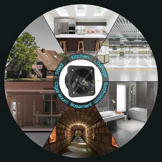 Alt view image 6 of 13 - 6 Inch Exhaust Fan with Speed Controller, 308CFM Wall Exhaust Fanfor Kitchen, Bathroom, Metal Extractor Fan for Pet Room, Smoking Room, Attic, Garage, Window Ventilation