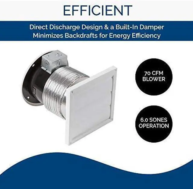 Alt view image 3 of 10 - 509S Through-the-Wall Ventilation Fan, White Cover, On/Off Switch, 200 CFM, 8.5 Sones, 8"