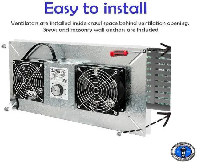Alt view image 2 of 4 - V2D Underaire Crawlspace Ventilator Fan Moisture Reducing 220 CFM