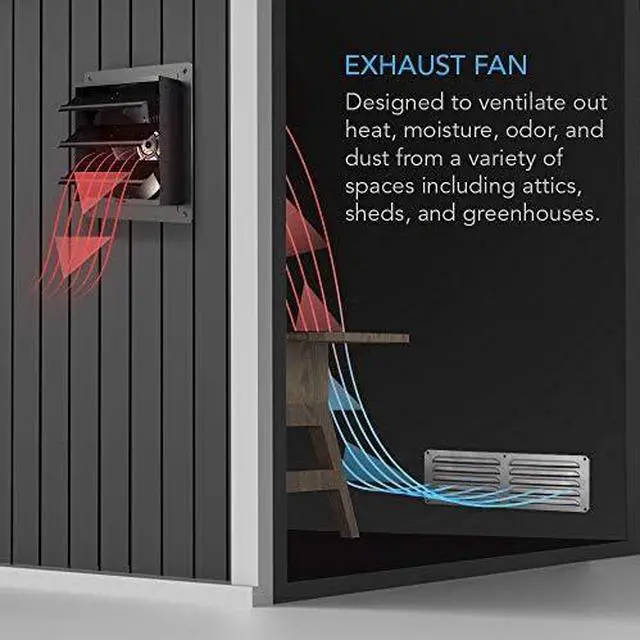 Main image of AIRLIFT T10, Shutter Exhaust Fan 10" with WiFi Temperature Humidity Controller, EC-Motor Wall Mount Ventilation and Cooling for Sheds, Attics, Workshops, and Greenhouses