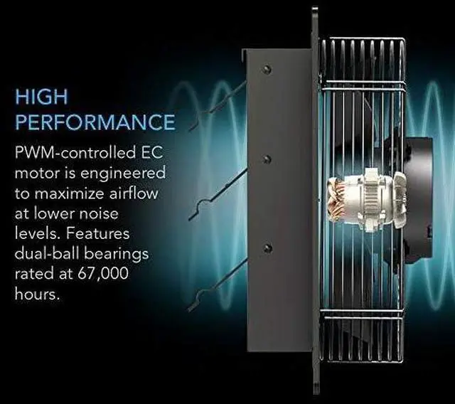 Alt view image 3 of 13 - AIRLIFT T10, Shutter Exhaust Fan 10" with WiFi Temperature Humidity Controller, EC-Motor Wall Mount Ventilation and Cooling for Sheds, Attics, Workshops, and Greenhouses