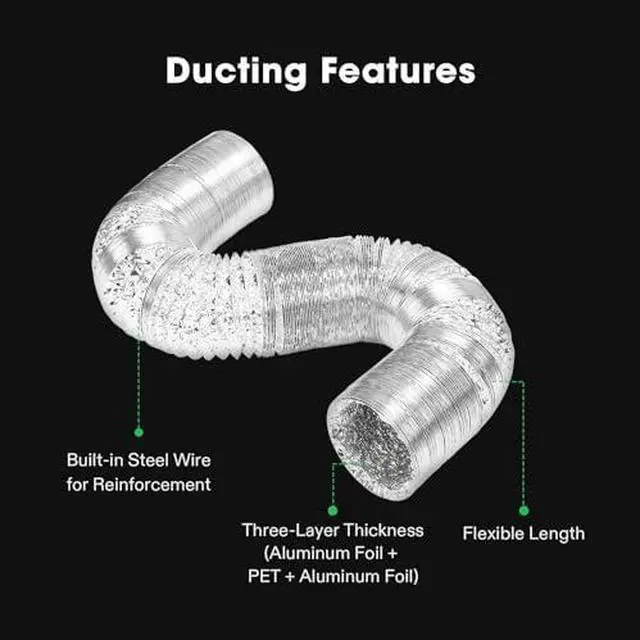 Alt view image 7 of 13 - Smart Air Filtration T6 Kit 6", AeroZesh T6 Inline Duct Fan with E12 Speed Controller, Carbon Filter & 8' Ducting, Cooling & Ventilation System for Grow Tents, Indoor Gardening, Hydroponics