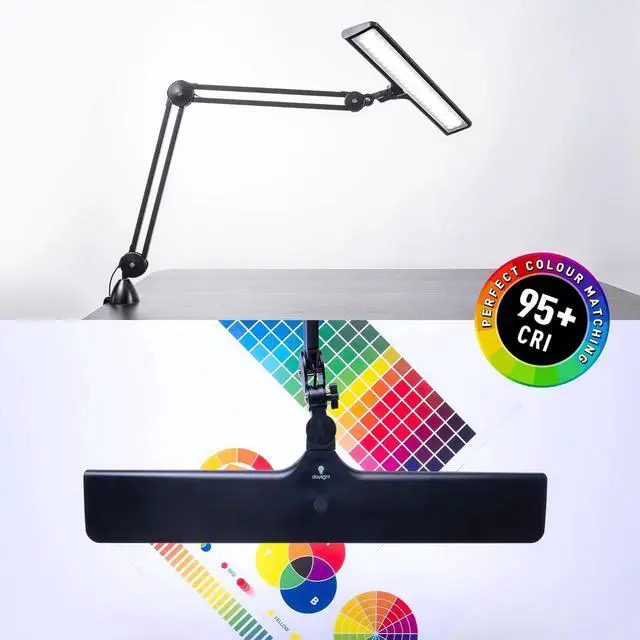 Alt view image 4 of 6 - Lumi Task Lamp - Professional 4000 Lux LED Desk Lamp, Adjustable, Color Accurate, Eye-Caring for Office, Home Office, Artist, and Reading - Black