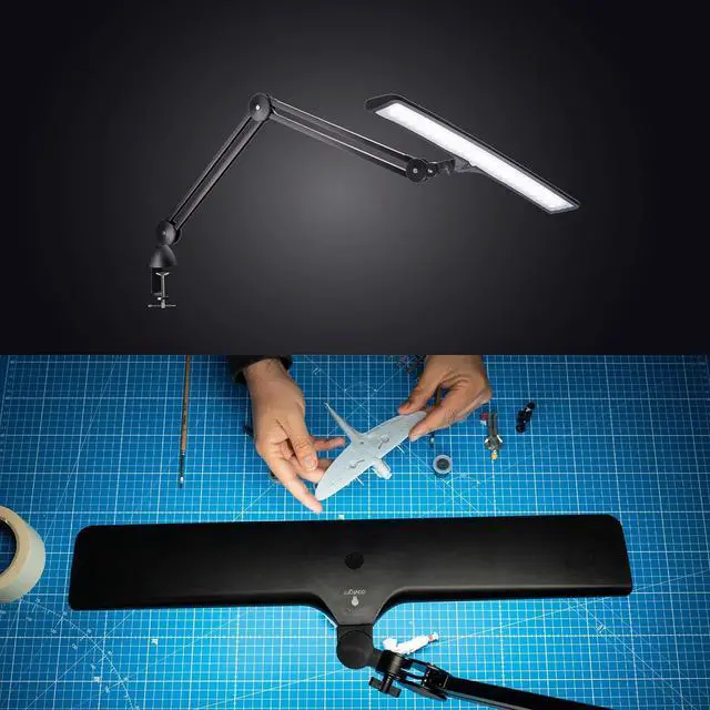 Alt view image 5 of 6 - Lumi Task Lamp - Professional 4000 Lux LED Desk Lamp, Adjustable, Color Accurate, Eye-Caring for Office, Home Office, Artist, and Reading - Black