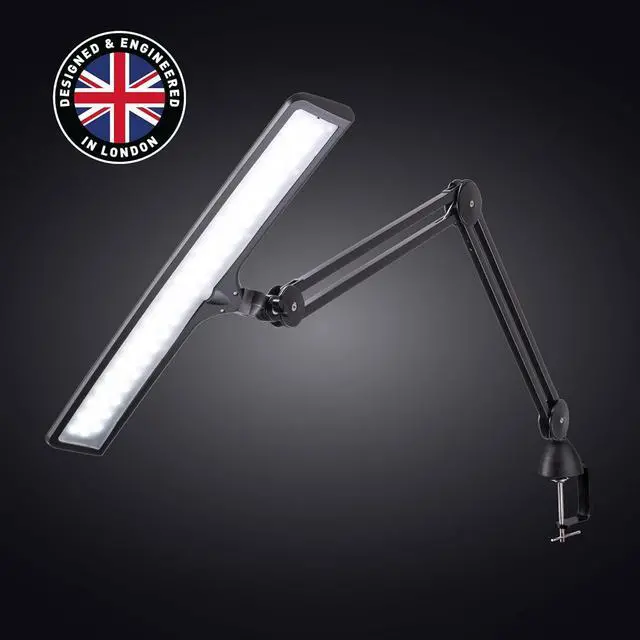 Alt view image 6 of 6 - Lumi Task Lamp - Professional 4000 Lux LED Desk Lamp, Adjustable, Color Accurate, Eye-Caring for Office, Home Office, Artist, and Reading - Black