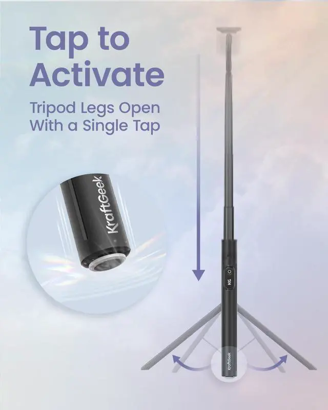 Alt view image 3 of 7 - Magnetic Phone Tripod for iPhone MagSafe  66'' Automatic Selfie Stick with Remote, Portable Tripod Stand for Video Recording, Travel, Vlogging (Black)