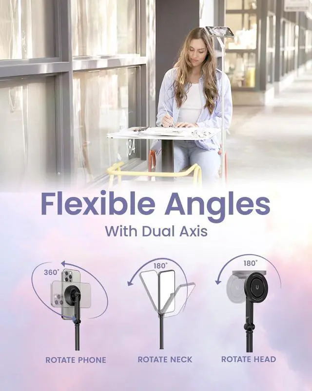 Alt view image 5 of 7 - Magnetic Phone Tripod for iPhone MagSafe  66'' Automatic Selfie Stick with Remote, Portable Tripod Stand for Video Recording, Travel, Vlogging (Black)